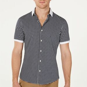 Michael Kors Men's Slim-Fit StretchDot-Print Shirt L